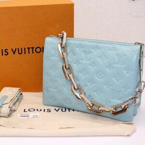 LOUIS VUITTON Coussin PM Monogram Embossed Shoulder Bag Blue Glacier M22394